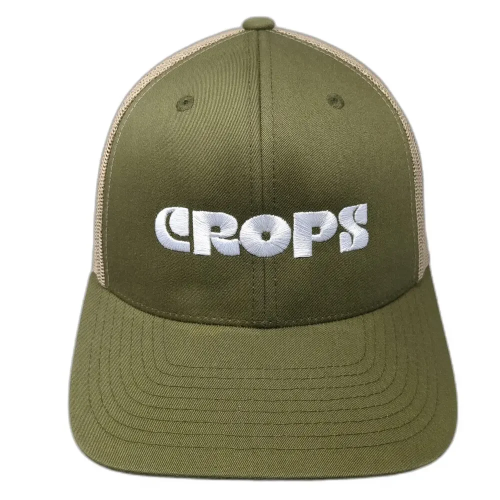 Yupoong Trucker Hat Green One Size Mesh Back Snapback CROPS Embroidery Logo Hat